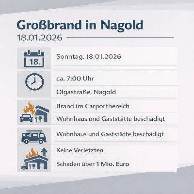 Großbrand in Nagold beschädigt Wohnhaus und Gaststätte