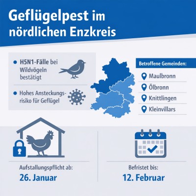 Aufstallungspflicht im nördlichen Enzkreis wegen Geflügelpest