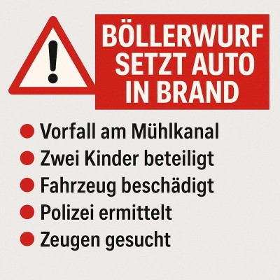 Böllerwurf durch Kinder setzt Auto in Pforzheim in Brand