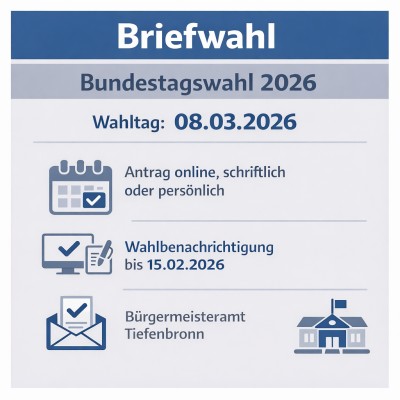 Briefwahl zur Bundestagswahl am 8. März 2026 in Tiefenbronn