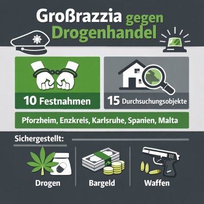 Großrazzia gegen mutmaßlichen Drogenhandel mit zehn Festnahmen