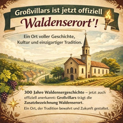 Großvillars erhält Zusatzbezeichnung „Waldenserort“ offiziell verliehen