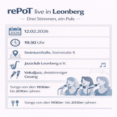 Jazzclub Leonberg präsentiert rePoT in der Steinturnhalle