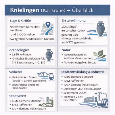 Knielingen Karlsruhe: Rhein-Stadtteil mit Naturschutz und Industrie