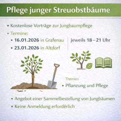 Kostenlose Vorträge zur Pflege junger Streuobstbäume