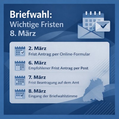 Ludwigsburg: Fristen für Briefwahl am 8. März