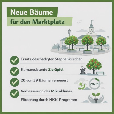 Ludwigsburg ersetzt Marktplatzbäume durch klimaresistente Zieräpfel