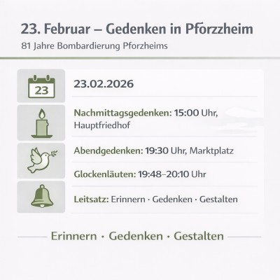 Pforzheim gedenkt am 23. Februar der Bombardierung von 1945