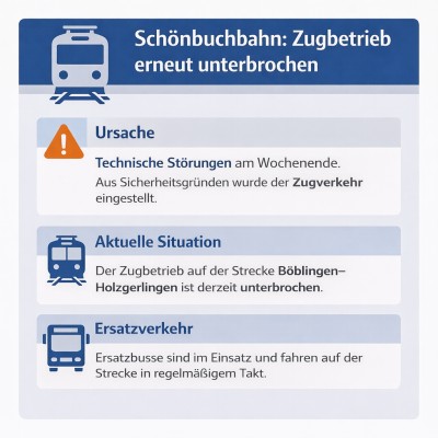 Schönbuchbahn stellt Zugbetrieb nach erneuten Störungen wieder ein