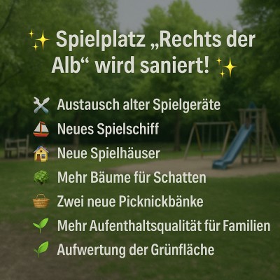 Spielplatz „Rechts der Alb“: Sanierung in Weiherfeld gestartet