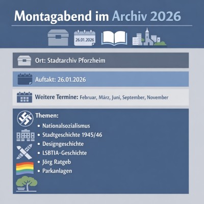 Vortragsreihe „Montagabend im Archiv“ startet 2026 in Pforzheim