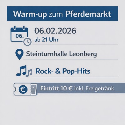 Warm-up-Party zum Pferdemarkt am 6. Februar in Leonberg