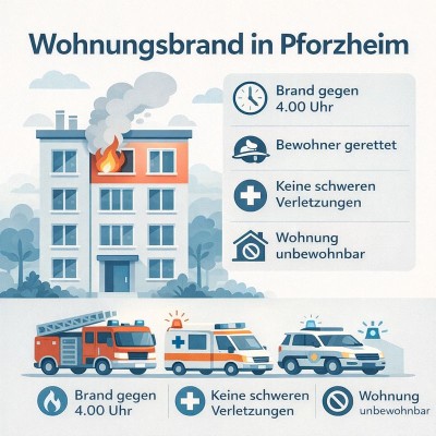 Wohnungsbrand in Pforzheim: Feuerwehr verhindert Ausbreitung